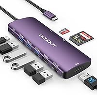 Vista 10 de Hub USB C, Acodot Adaptador USB C de 9 en 1 a HDMI 4K@60HZ multipuerto, 3 puertos USB 3.0, lector de tarjetas SD/TF, 100W PD, diseñado para MacBook