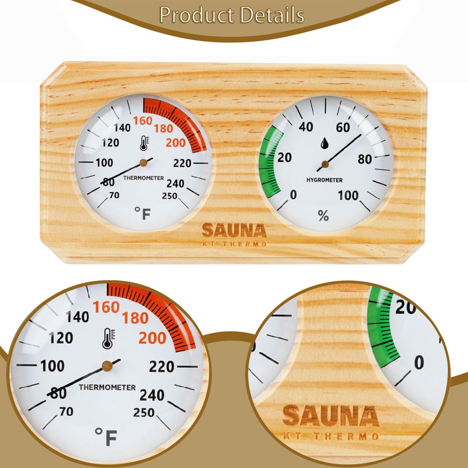 Termometro-igrometro per Sauna, Igrometro Professionale da Parete per Misurare Temperatura E umidità in Casa, Fahrenheit