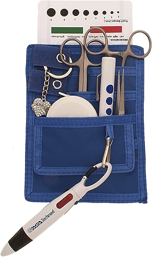 AsaTechmed - Bolsa organizadora de enfermería con 4 bolsillos con herramientas plateadas y blancas, organizador de instrumentos médicos con tijeras