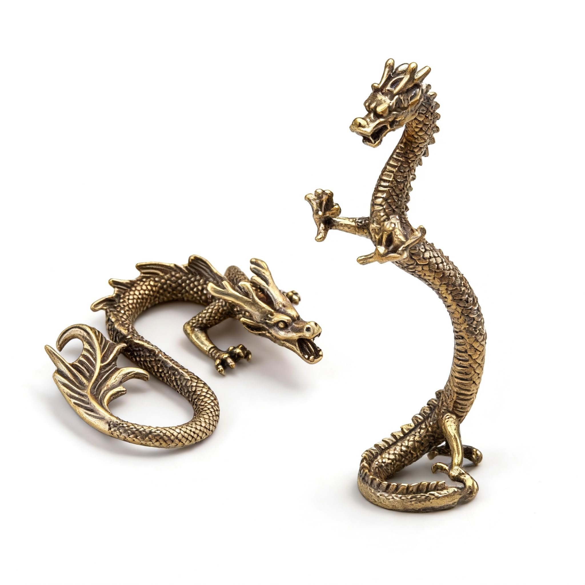 Figurines de dragons en laiton (lot de 2) pour décoration de bureau vintage