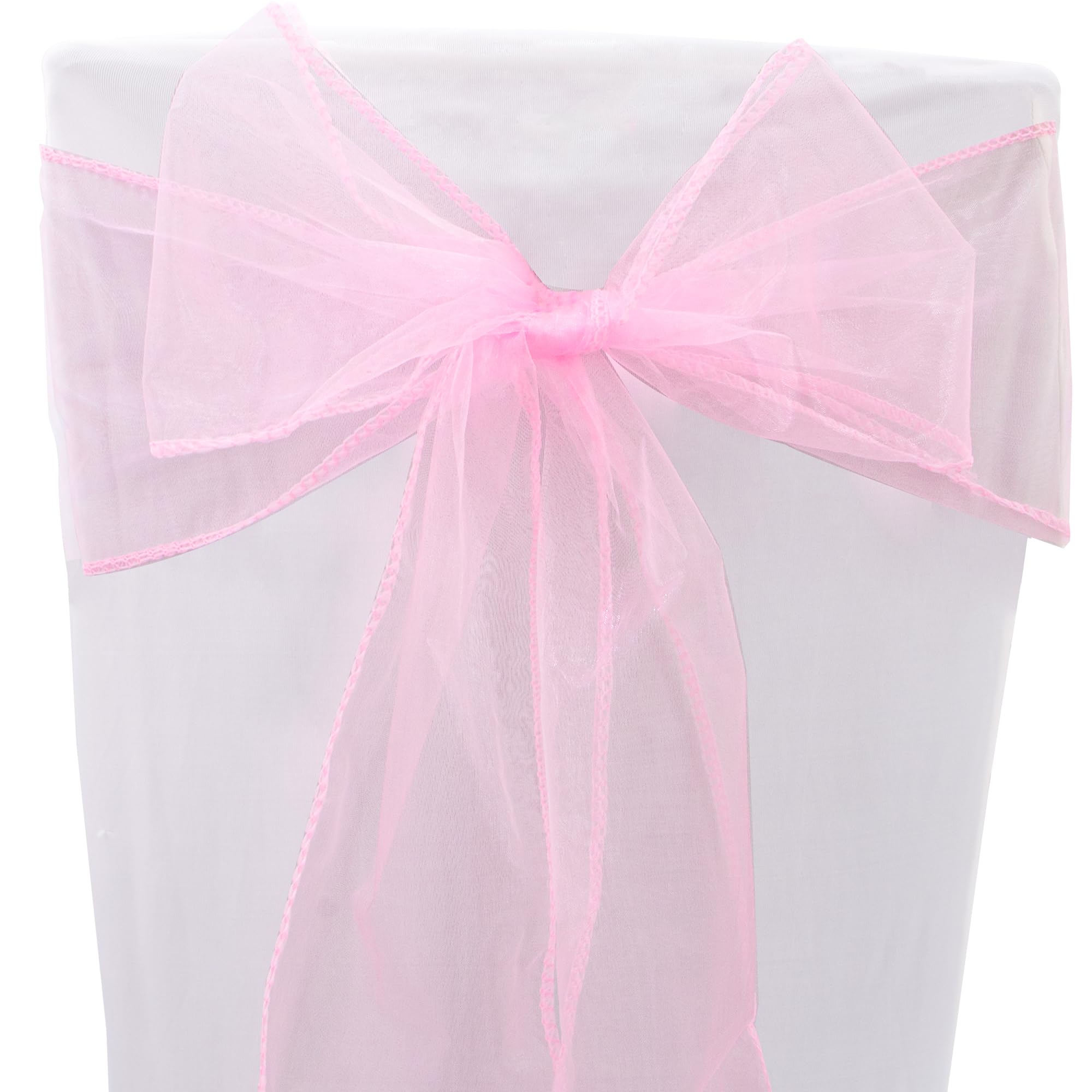 Time to Sparkle 30PCS 17x280cm Organza Chair Sashes Wider Fuller Cover Party Decoration Bow Sashes for Wedding -Pink