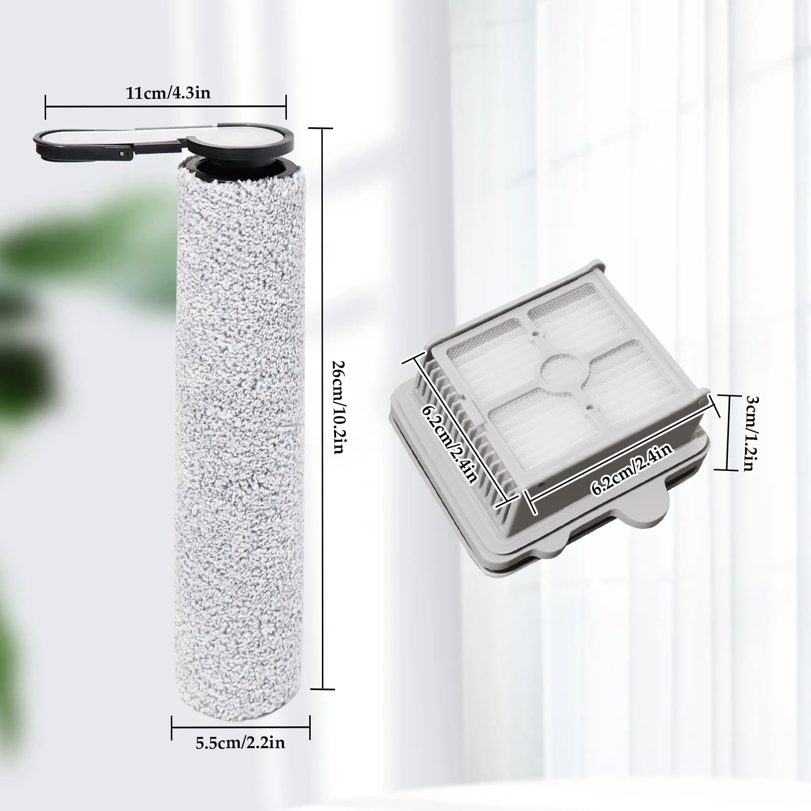 Brosse rotative accessoires pour Roborock F25 GT/F25 XT/F25 ACE Combo/F25 Combo/F25/F25 ACE/F25 RT/F25 LT/F25 ALT/F25 BX Pièces de rechange pour aspirateur eau et poussière,2 brosse rotative,3 filtres