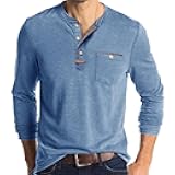Casual Henley Shirts for Men Fashion Short/Long Sleeve Button T-Shirts Classic Business Boss Tees Tops with Pocket