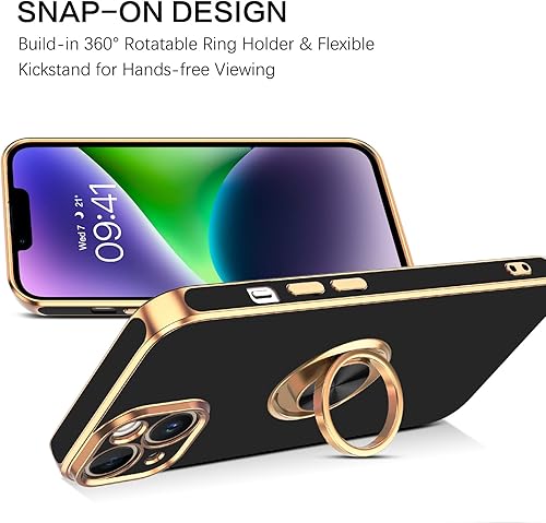 Miniatura 4 de BENTOBEN Funda para iPhone 14 Plus, funda para teléfono iPhone 14Plus, ajuste delgado, soporte de anillo con soporte, protección a prueba de golpes,