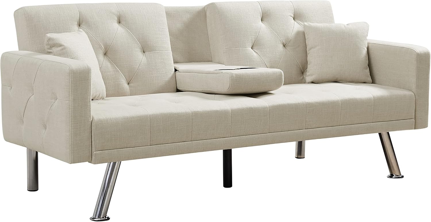 FULife 75" Futon Sofa Convertible Sleeper Couch Bed Daybed