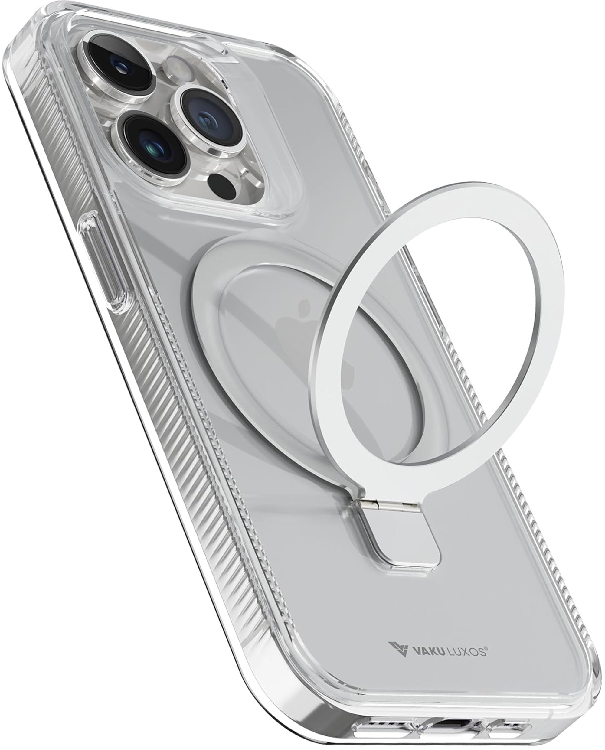 Vaku Luxos® Solarix Magpro Back Cover Case for iPhone 15 Pro Max with Magnetic Alloy Ring Metal Kickstand Anti Scratch Slim Fit Non-Yellowing Military-Grade Protection Compatible with MagSafe - White (B0CFF2NCC2) Amazon Price History, Amazon Price Tracker