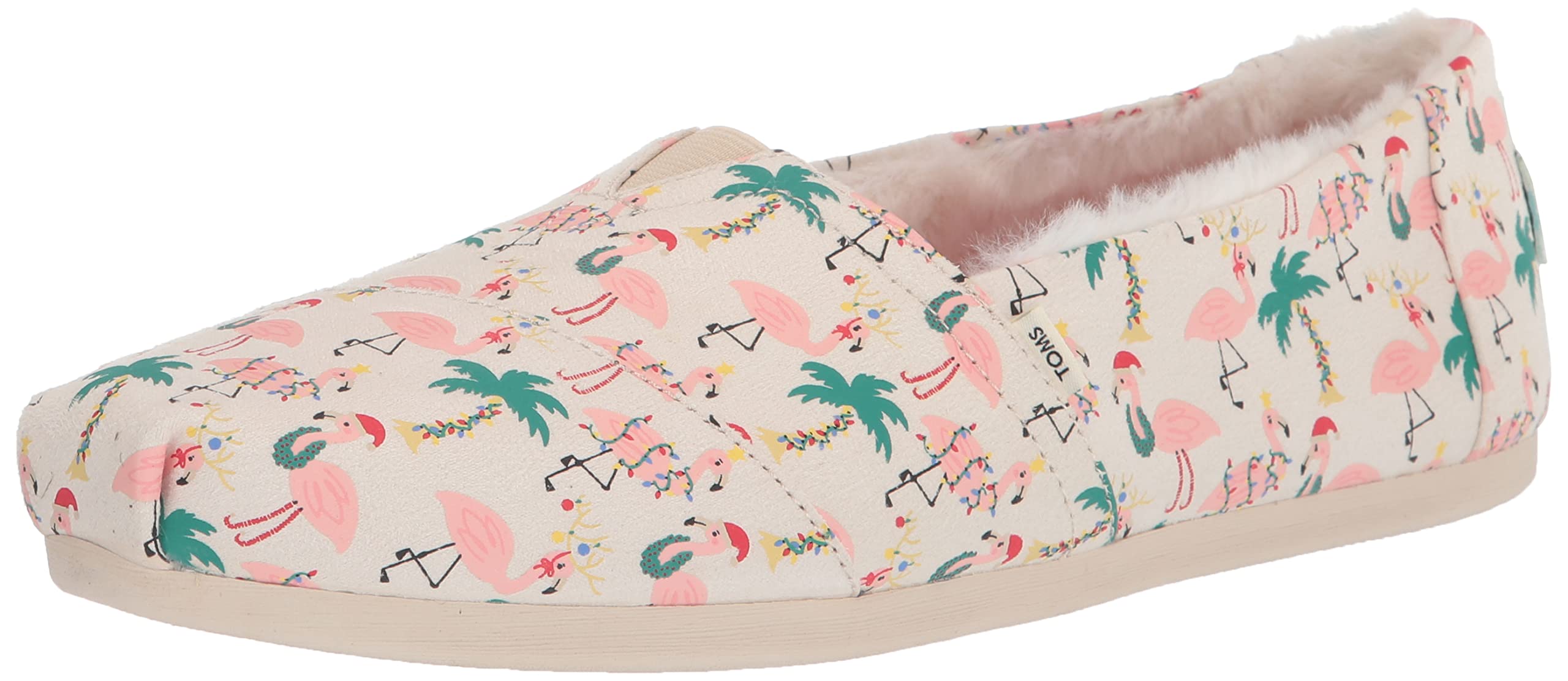 TOMS Womens Alpargata Loafer Flat, Natural Holiday Flamingo, 7.5 US