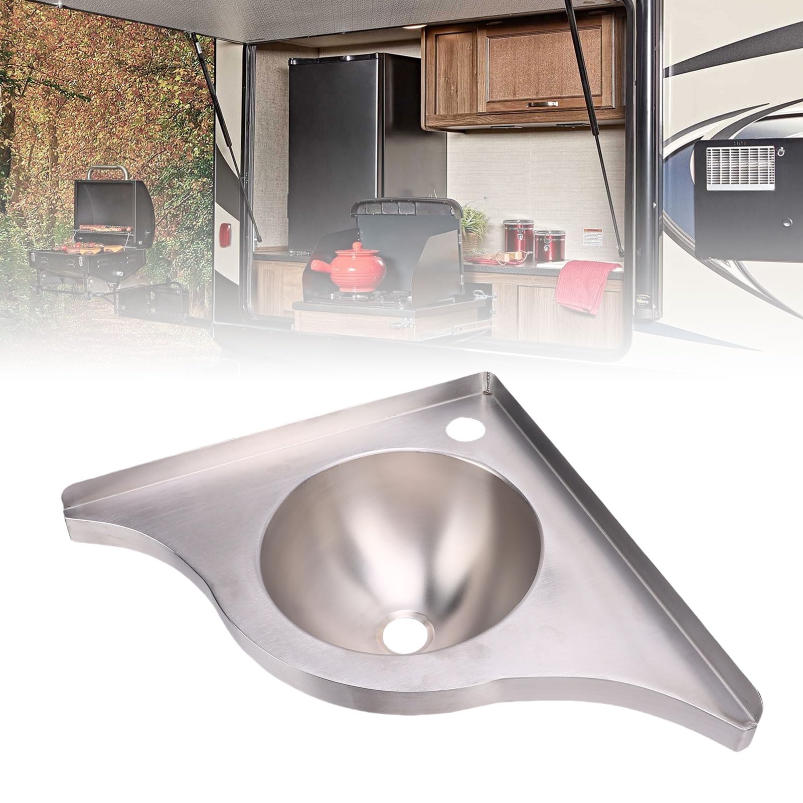Lavello Ad Angolo per, Lavello da Cucina con Montaggio a Parete in Acciaio Inossidabile, Lavabo Ad Angolo a Vasca Singola, Lavabo Triangolare con Uscita da 40 Mm per Cucina per Yacht,