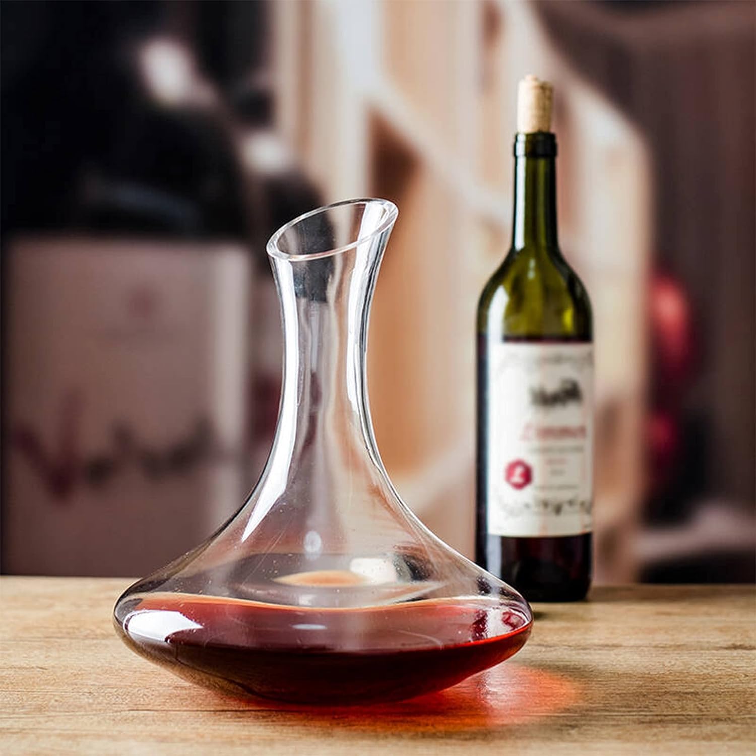 OCEANO Decanter Vino Caraffa per Decantare Areare Vino Rosso Vetro Trasparente Travaso Elegante Moderno Versatore per Serate Feste Idea Regalo Papà (Decanter, 1.78)