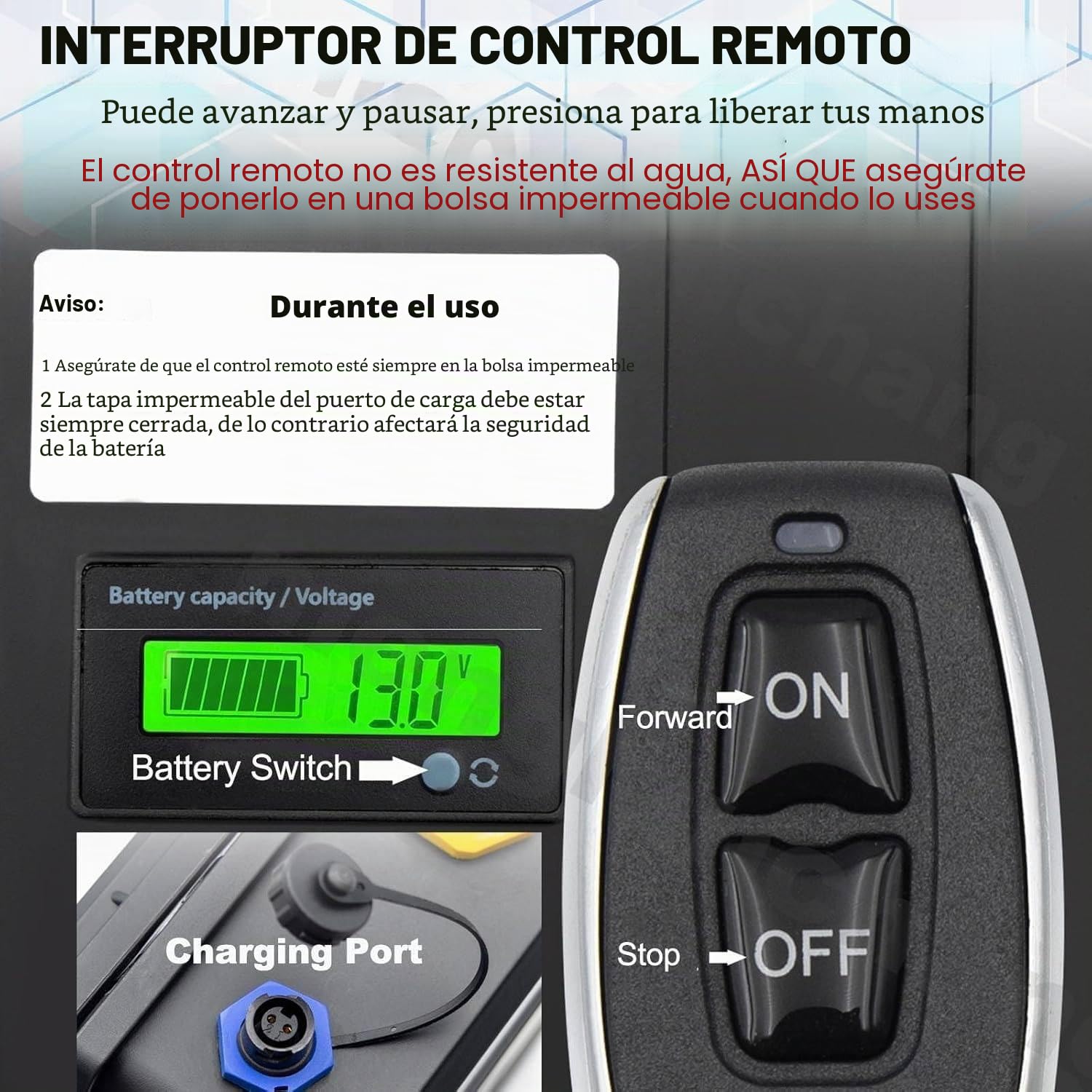 Kit de Propulsión Motorizada Eléctrica para Tablas de Surf - Motor Subacuático Recargable de 12V para Tablas de Surf, SUPs y Kayaks
