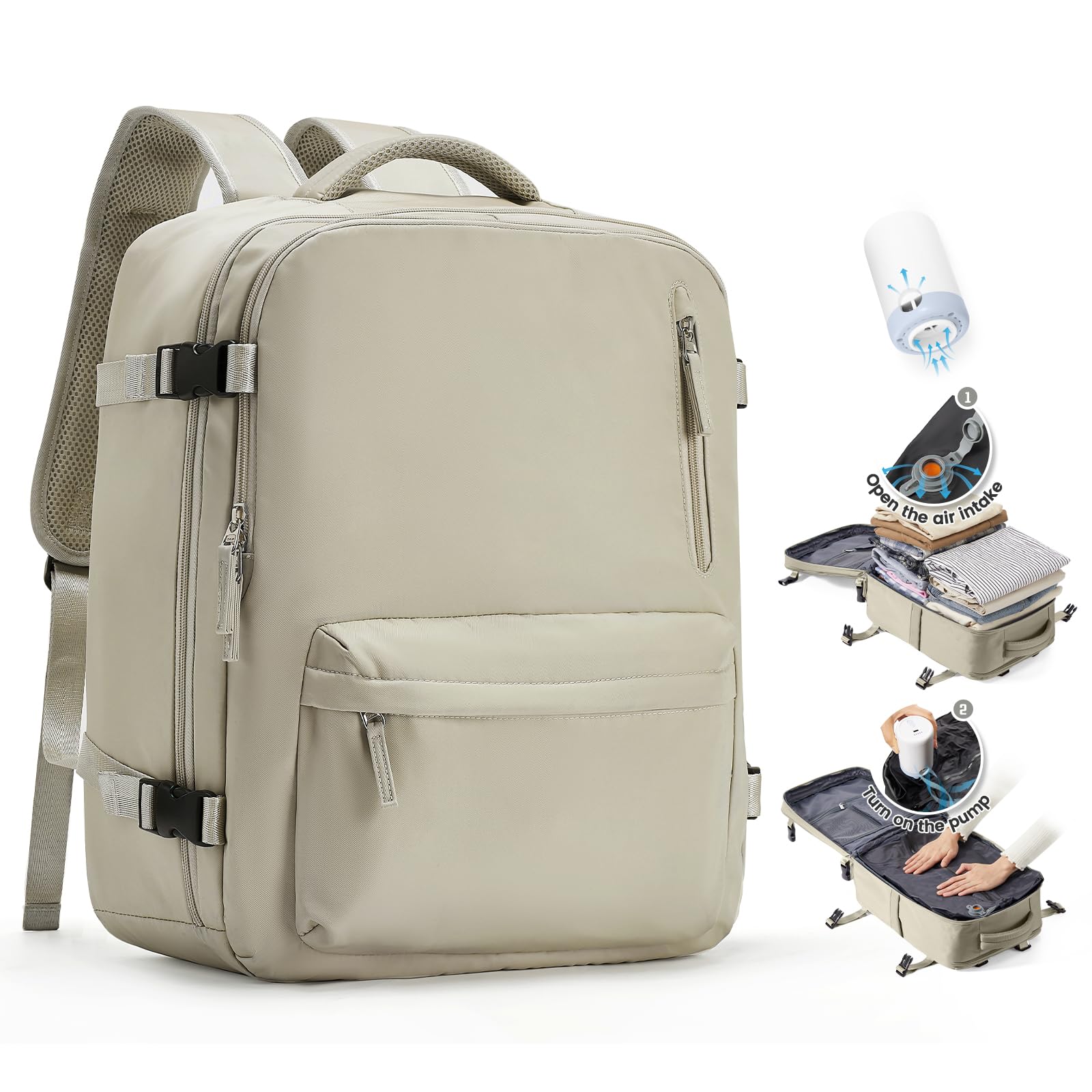 SZLX Zaino Ryanair 40x30x20 Sottovuoto con pompa Zaino Ryanair 40x20x25 Sottovuoto Bagaglio a Mano 40x30x20 Wizzair Zaino da Viaggio 45x36x20 Easyjet Donna Zaino Casual Laptop 14 Pollici Impermeabile