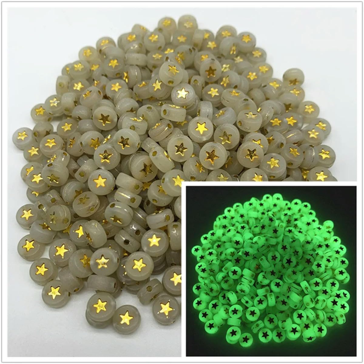HUIOYG 100pcs 7mm Luminous Letter Beads Oval Acrylic Spaced for Jewelry Making