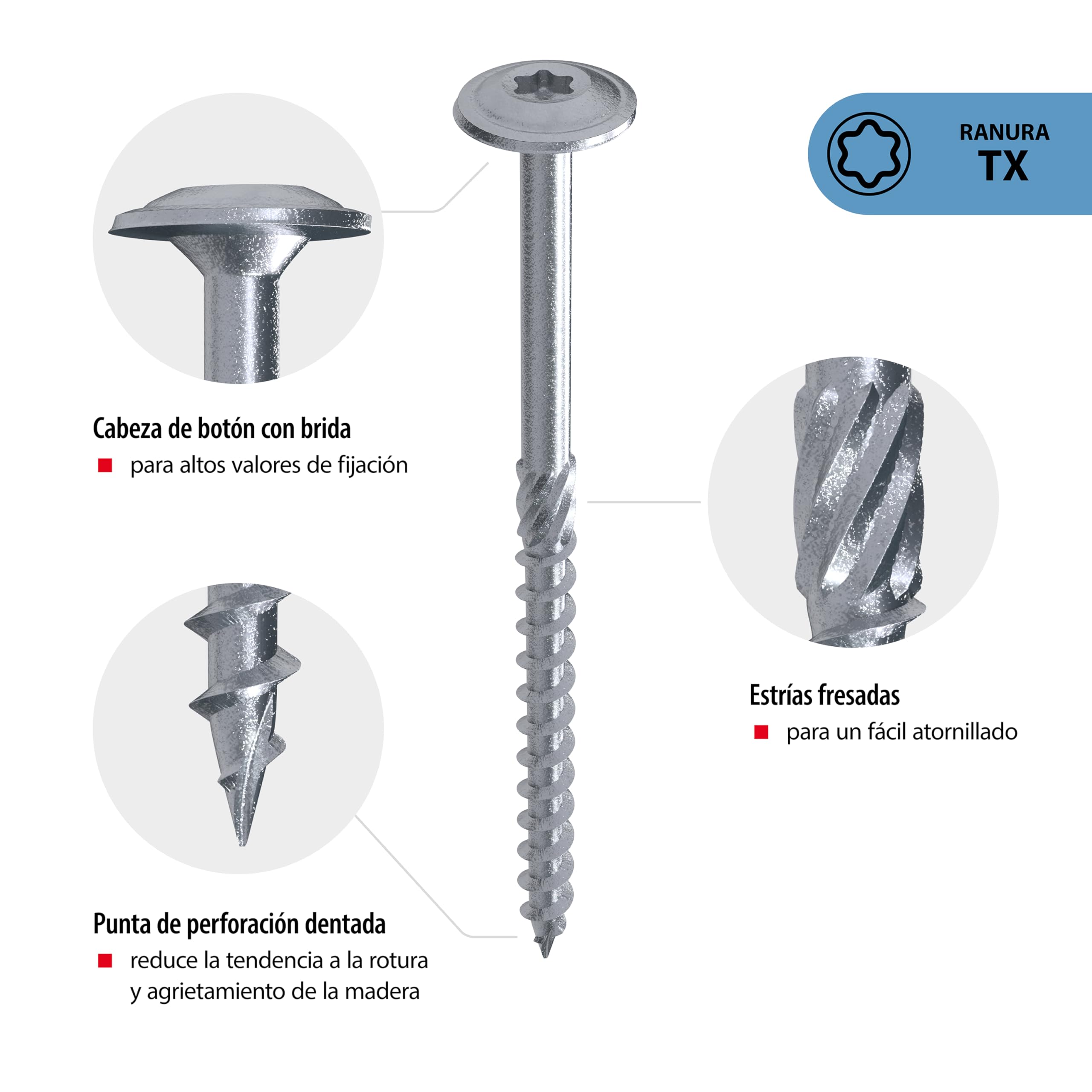 TOX Timbr TK 1120804180360 Wood Screws 8.0 x 360 mm, Blue Galvanised with Flat Head, TX40 - Image 3