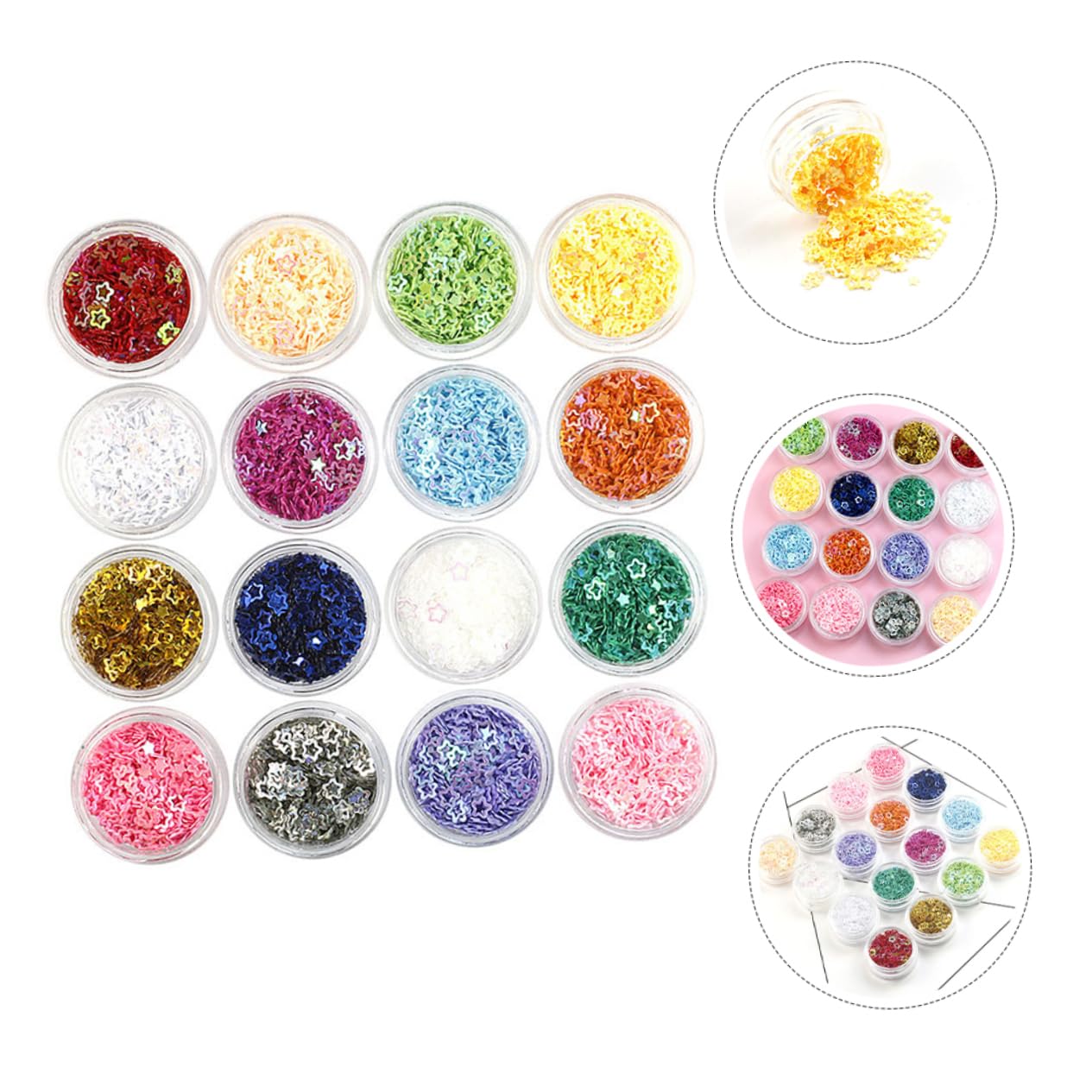 Healeved 32 Scatole glitter stella a cinque punte gel unghie primer unghie glitter per unghie glitter per il corpo glitter per il viso glitter per il trucco scintillio festivo paillettes
