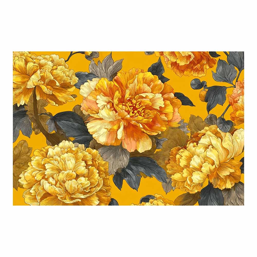 Xeniou Multicolor Flower Posters Yellow Peony Illustration Canvas Wall Art, For Bedroom Office Home Decorations(Multicolor)-80X120cm Unframed