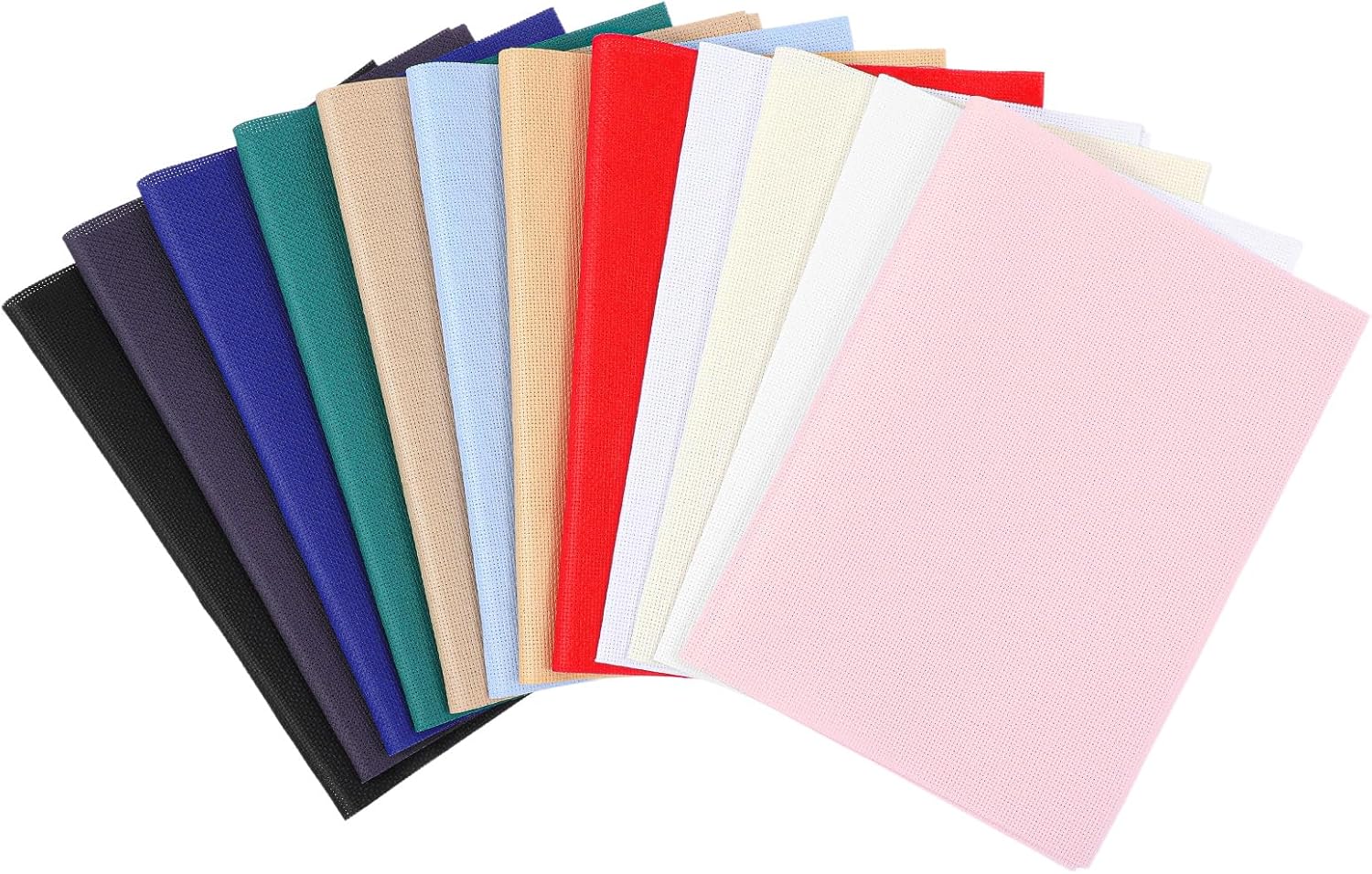 12 Pcs Aida Cloth 12 Color 14 Count Cross Stitch Fabric DIY Cross Stitch for Embroidery DIY Handmade Art Craft, 11.8 x 17.7 inch