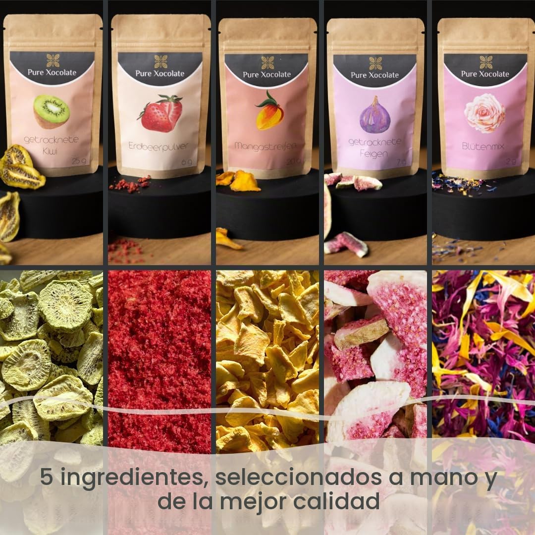 Pure Xocolate Kit de Chocolate DIY - Haz Chocolate Blanco, Negro y con Leche - Incluye Jarabe de Agave, Molde de Silicona, Termómetro, Bol, Espátula - Vegano, Bajo en Azúcar, sin Gluten ni Lactosa