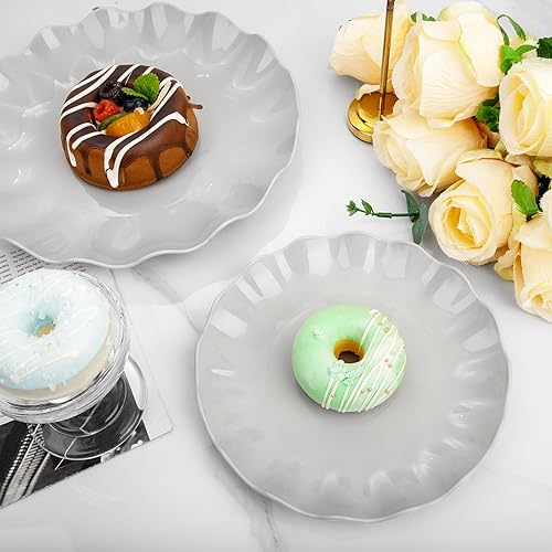 Miniatura 7 de LIYH - Juego de 24 platos de plástico gris reutilizables, juego de vajilla de plástico para picnic para niños, platos de cena irrompibles, platos de