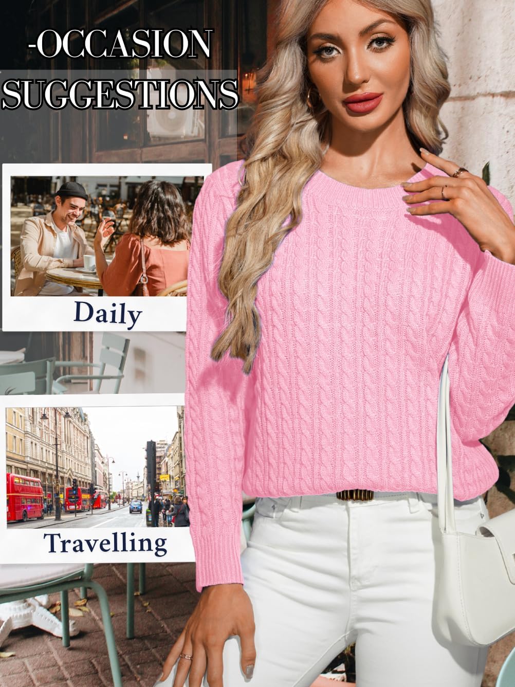 Women's Dressy Fitted Cable Knit Sweater Lightweight Soft Classic Casual Pullover Trendy Fall Outfits - Image 5