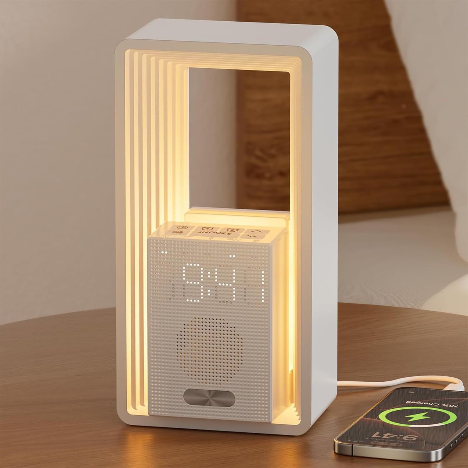 Despertador Inteligente con Luz De Amanecer, 9 Sonidos Relajantes Simulados, Puerto De Carga USB, Niveles De Brillo Ajustables y Función De Repetición De Alarma