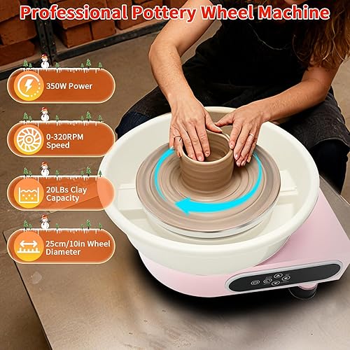 Miniatura 2 de MZOKUU Rueda de cerámica para adultos, rueda de cerámica de 10 pulgadas que forma la máquina con pantalla táctil LCD 50-320 RPM velocidad ajustable