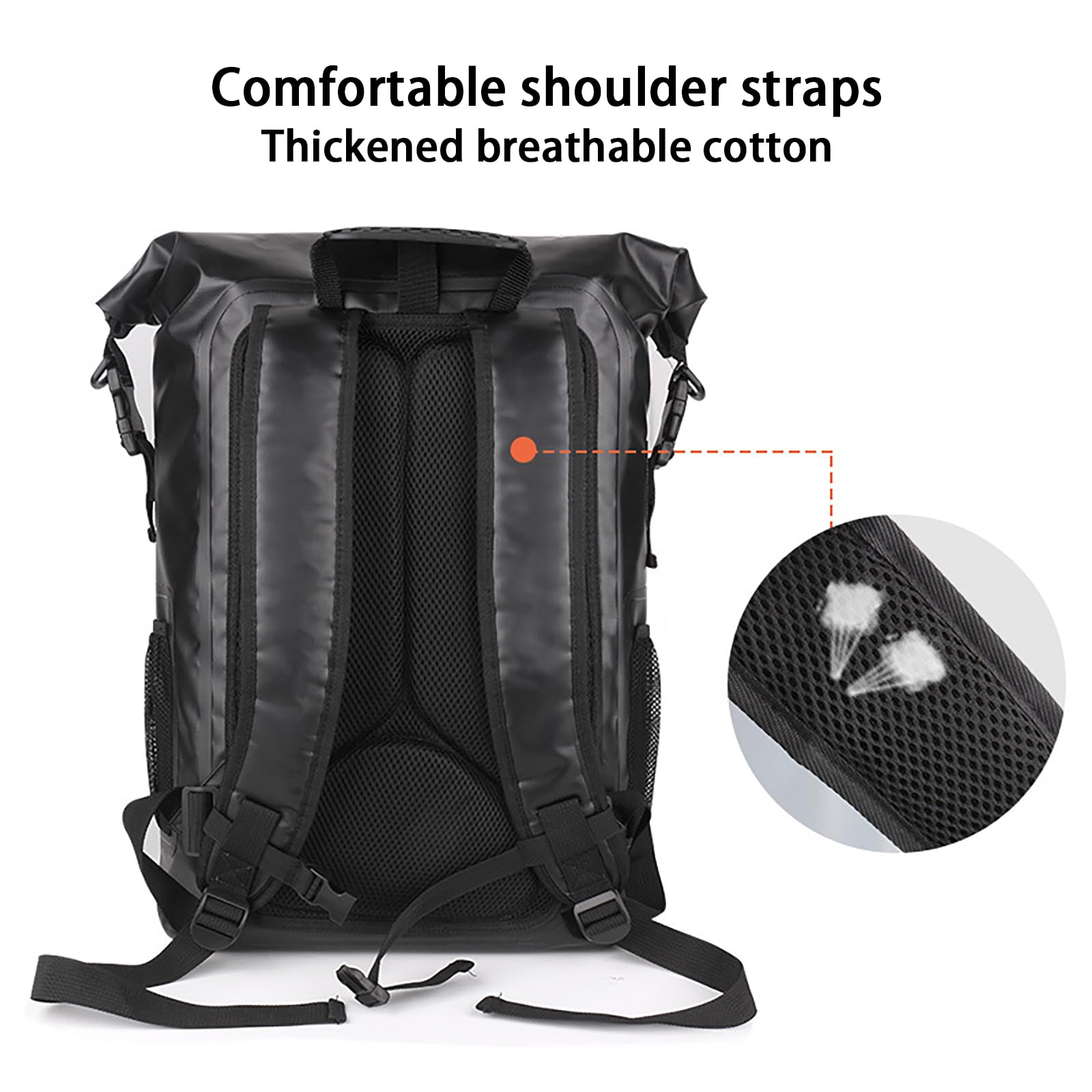 Zaino impermeabile da 25 litri, zaino da trekking leggero da viaggio per uomo e donna, campeggio, passeggiate, ciclismo, arrampicata, sport, Nero , 42 * 25 * 76cm