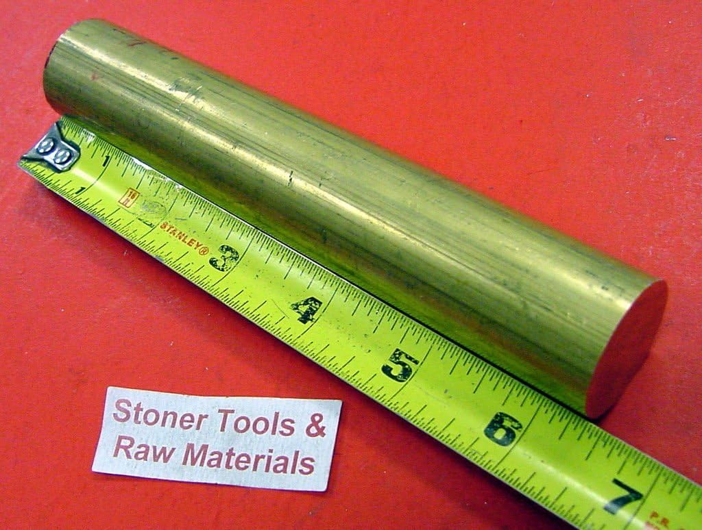 8 Inch Long 3/8" Diameter Solid Brass Round Rod – C360 Half-Hard Bar Stock For Machining