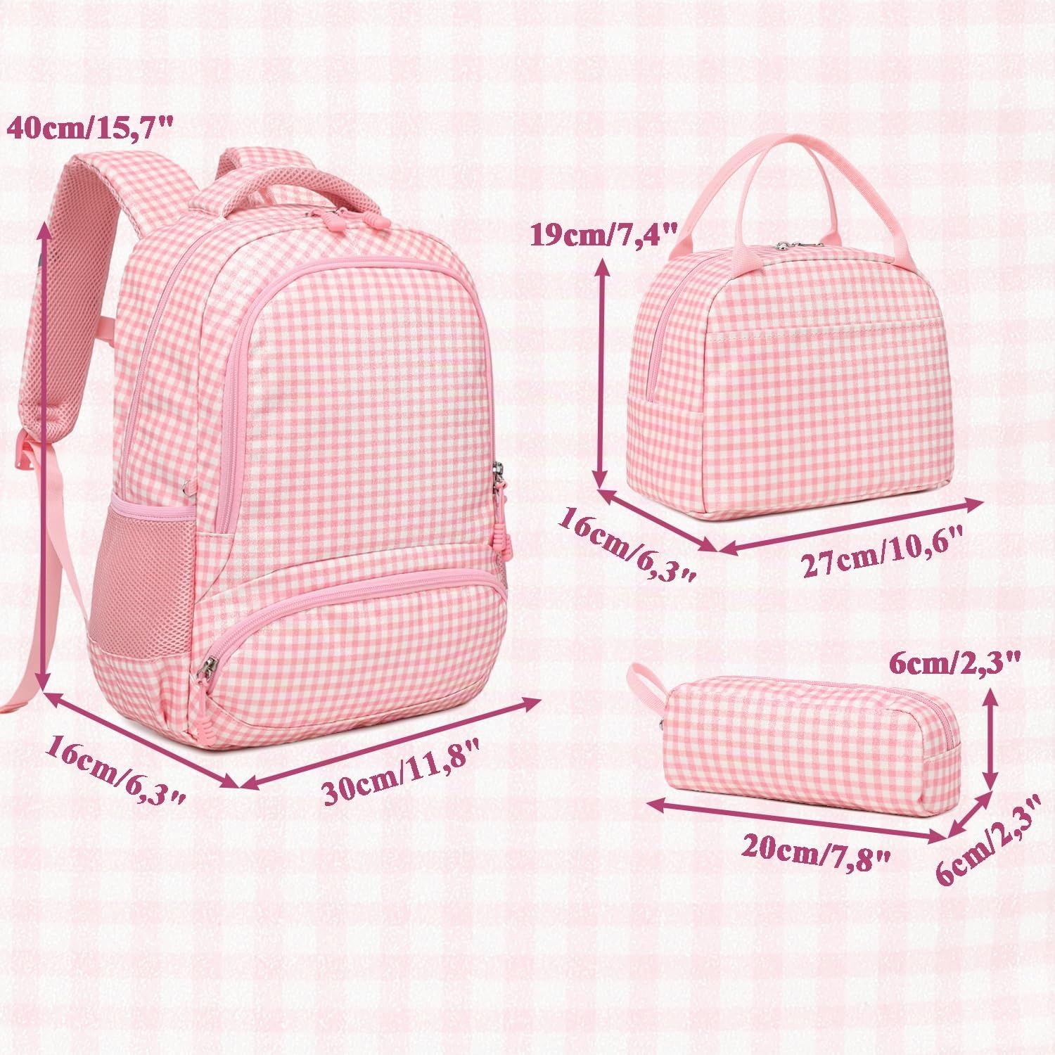 Kimwadalh Mochilas Primaria Niñas Purpurina Mochila Escolare Niña para la Escuela 1-3 Grado Girls Backpack 3 en 1 Juegos de Bolsas Escolares Primarias