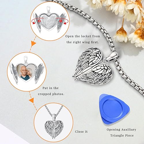 Miniatura 2 de LOOVE Collar de alas de ángel de plata de ley 925 con colgante de ángel de la guarda con dije de ángel, joyería de regalo para mujeres, niñas y