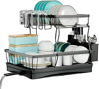Tzmovqix Dish Drying Rack,2 Tier Dish Racks for Kitchen Counter