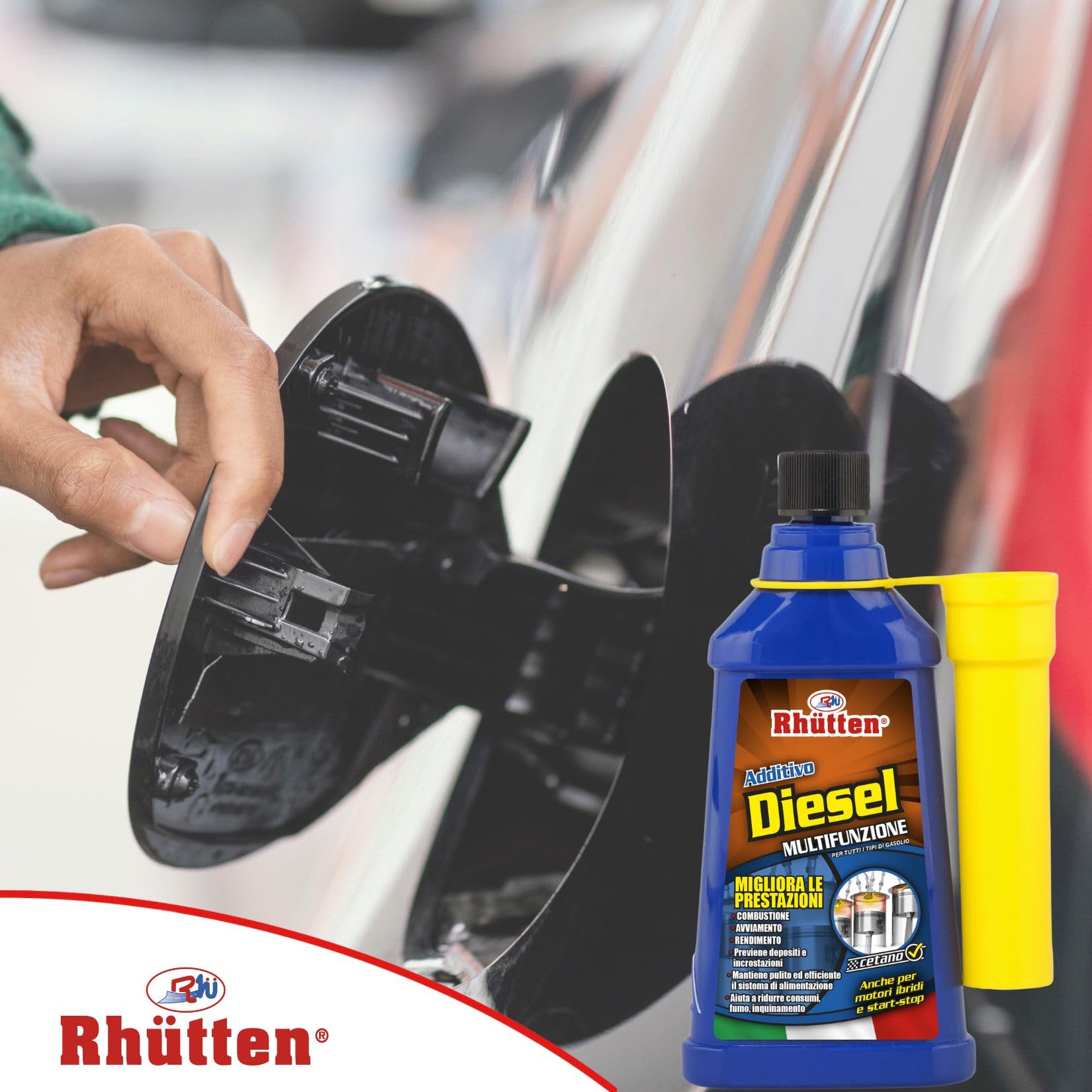 Rhutten, Additivo Diesel Multifunzione, Monodose Superconcentrata, Trattamento Con Cetano, Migliora le Prestazioni, Riduce Consumi, 150ml