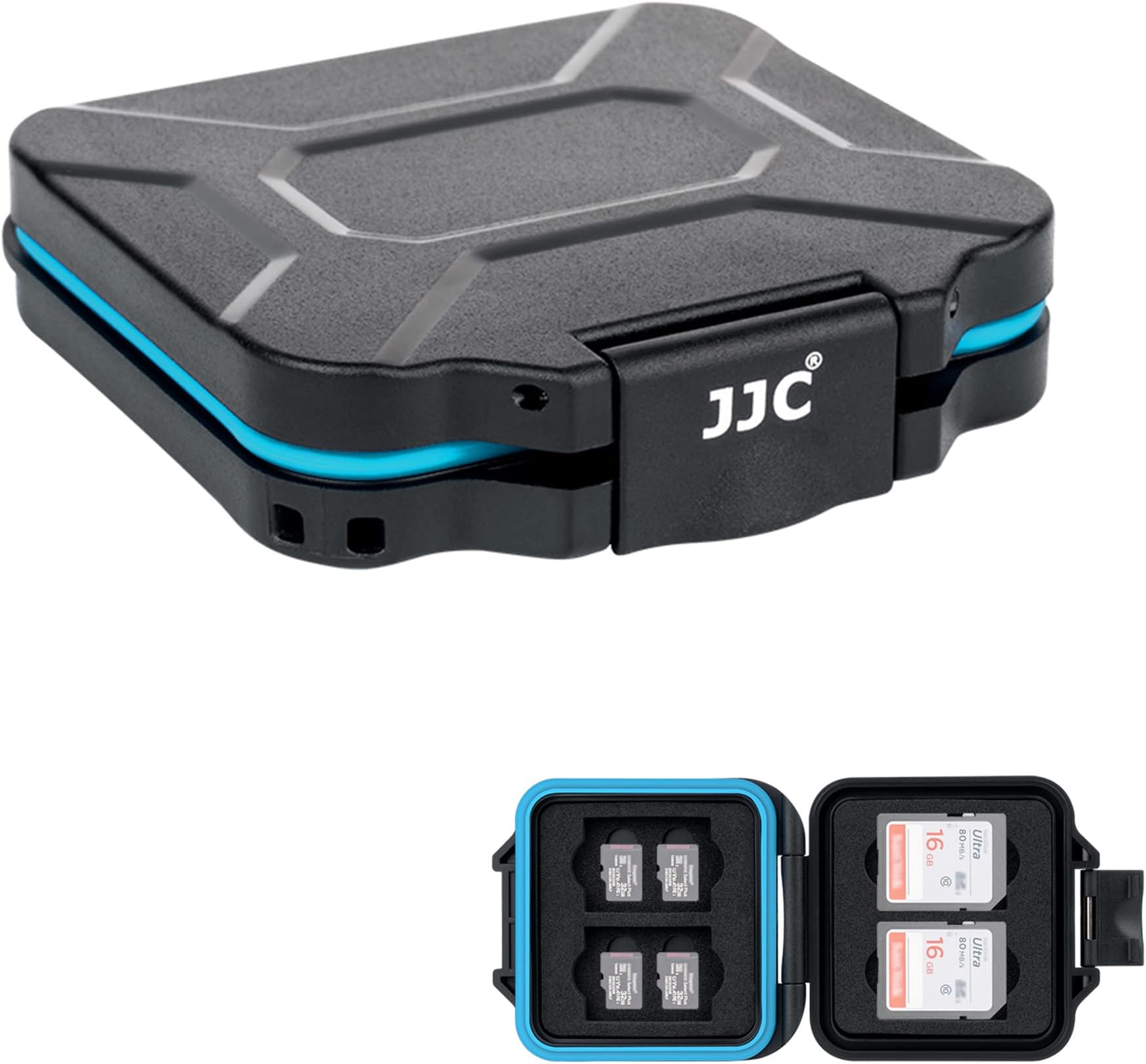 JJC Slim 12 Slots Memory Card Case for 4 SD SDXC SDHC Cards and 8 Micro SD Micro SDXC Micro SDHC TF Cards Water Resistant Shockproof Portable
