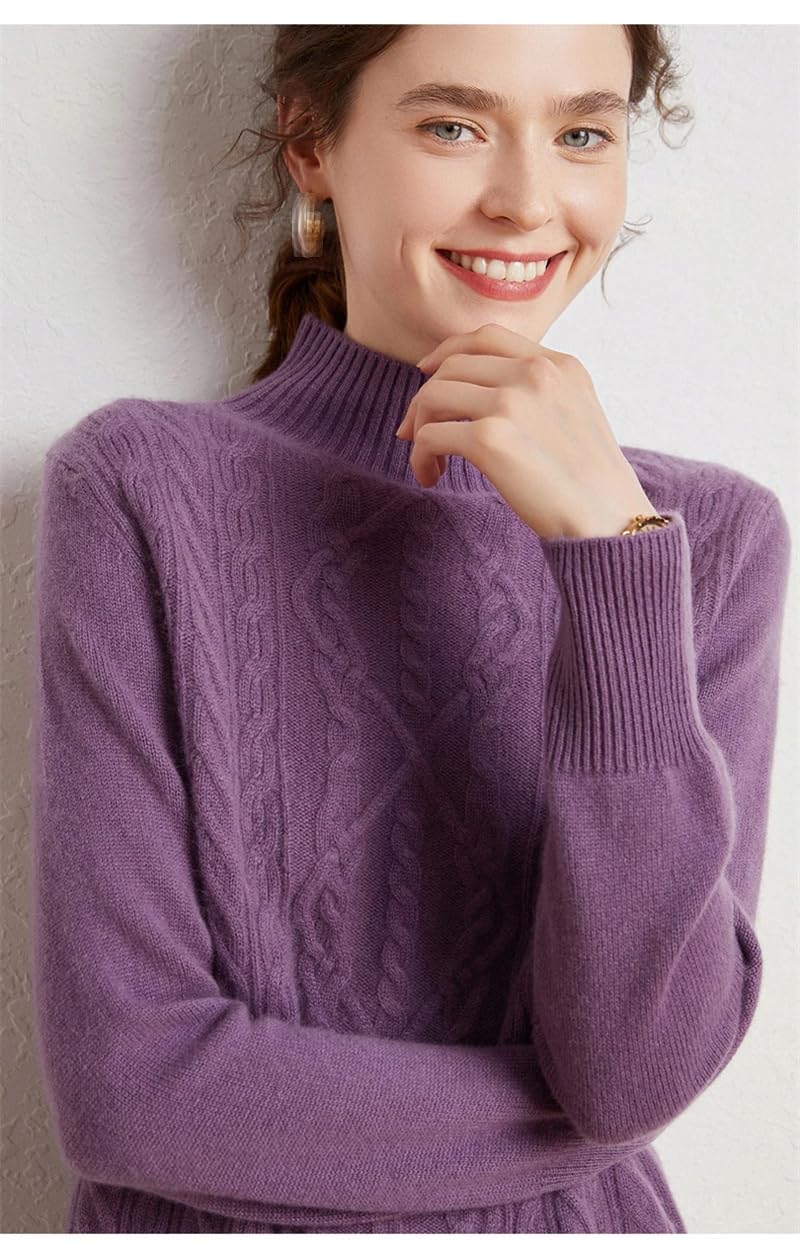 Maglioni da donna autunno e inverno cashmere collo alto lavorato a maglia intrecciata maglioni caldi solidi