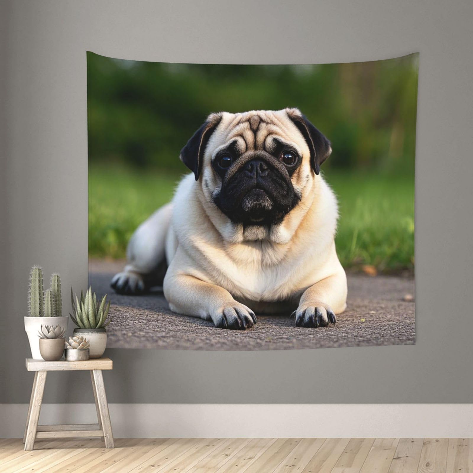 FodPand Pug Tapestry for Bedroom Aesthetic, Wall Hanging Tapestries Art Decor Backdrop Wall Tapestry for Dorm Living Room Funny Poster Party Banner Background 51" X 60"