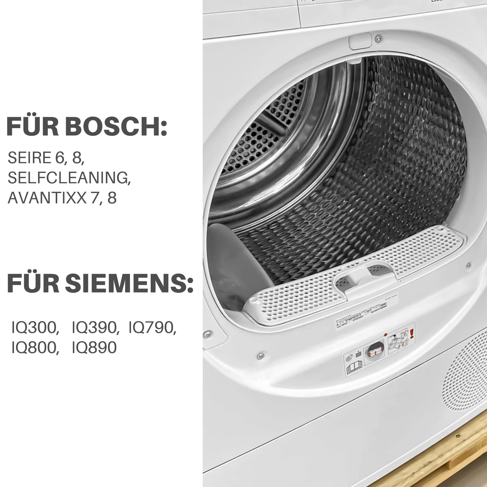 Flusensieb Filter für Bosch/Siemens/Neff/Constructa Wäschetrockner 00656033/656033 wie iQ300 iQ500 iQ700 iQ800 2teilig