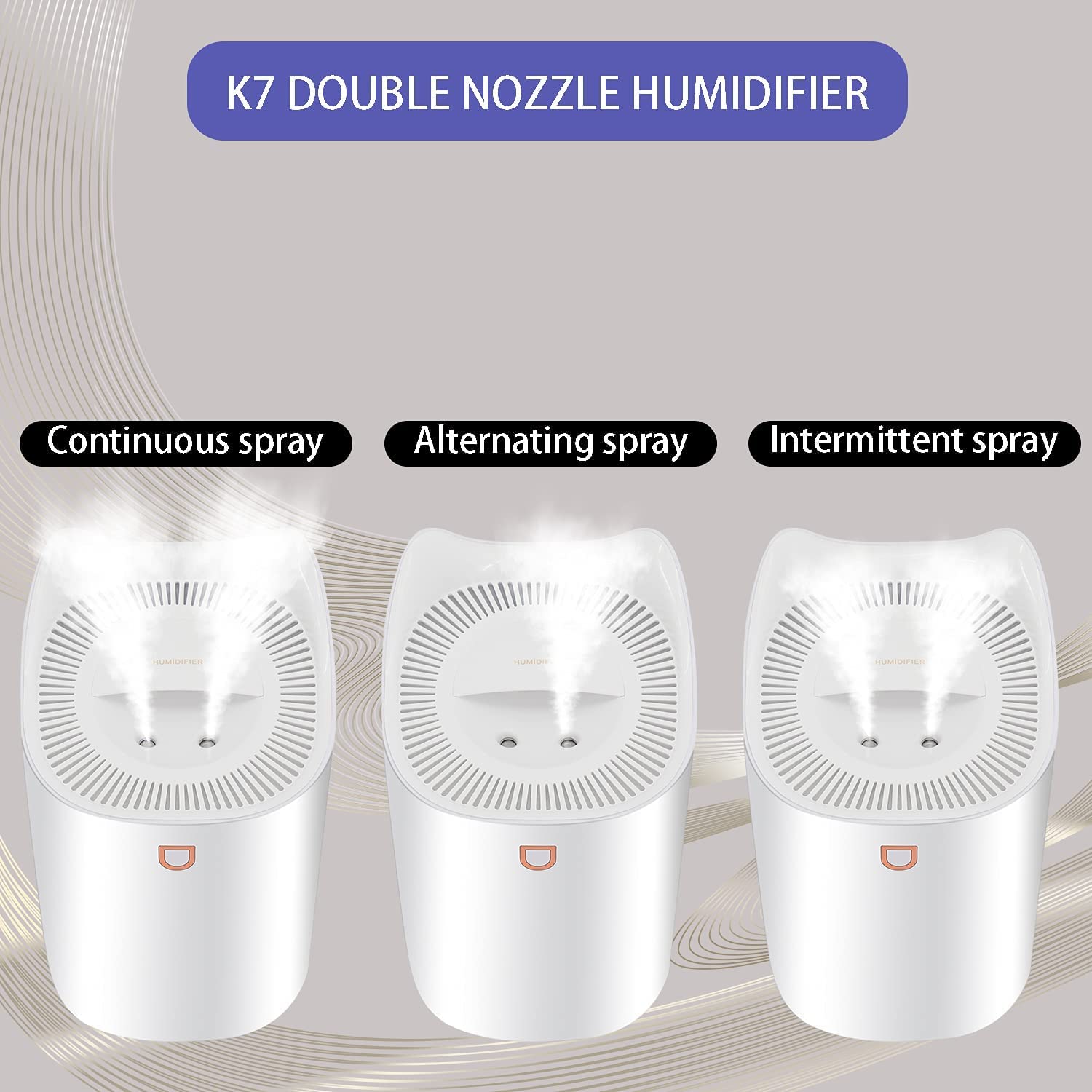 Humidificador de Silencioso para Bebes, USB 3L 24 Horas Habitacion Vapor Humificadores, 2 Boquillas y 3 Modos para Dormitorio Oficina (Blanco)