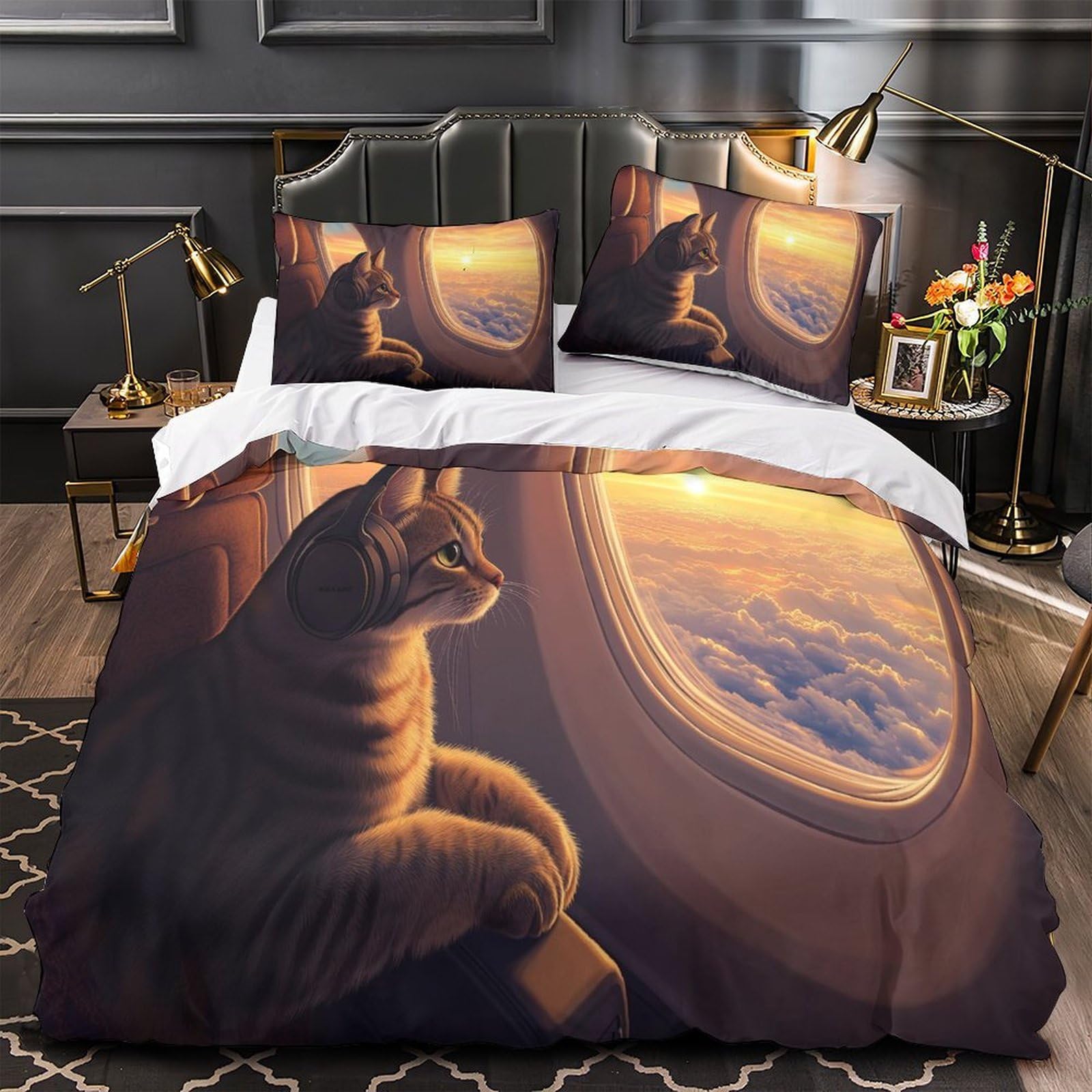 Parure de couette chat hypoallergénique pour un sommeil sain sans irritations