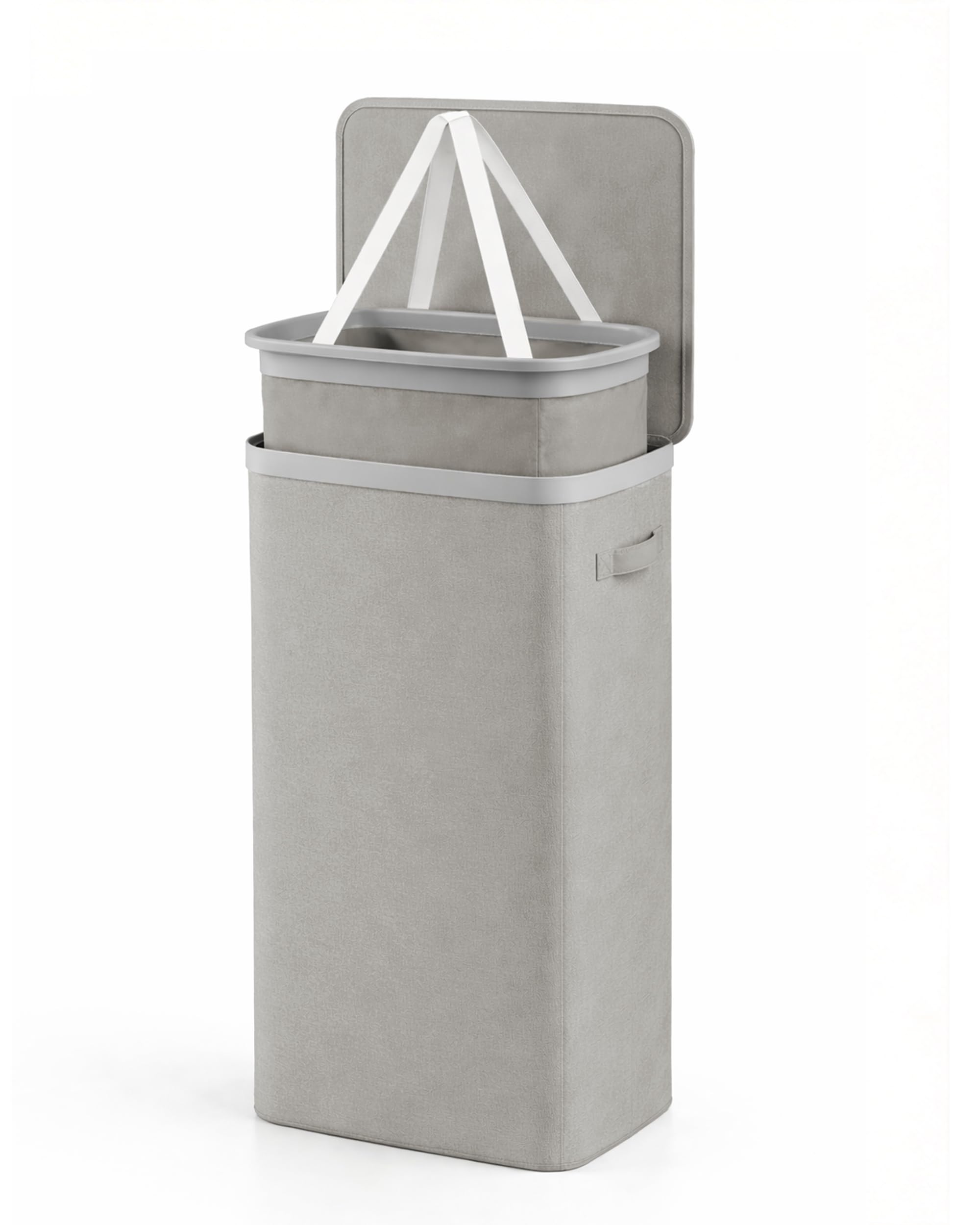 Keplin Slim Laundry Basket 55L Grey Polyester