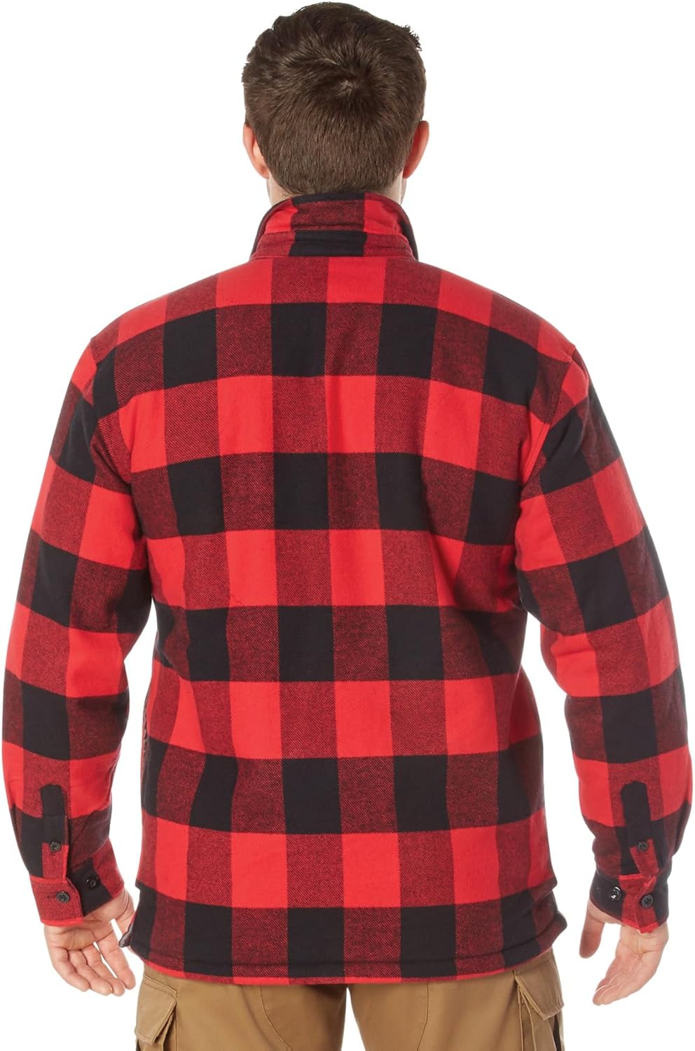 Rothco Extra Heavyweight Buffalo Plaid Sherpa Lined Flannel Shirt – Warm Outdoor Shacket, Red Plaid, XL - Image 6