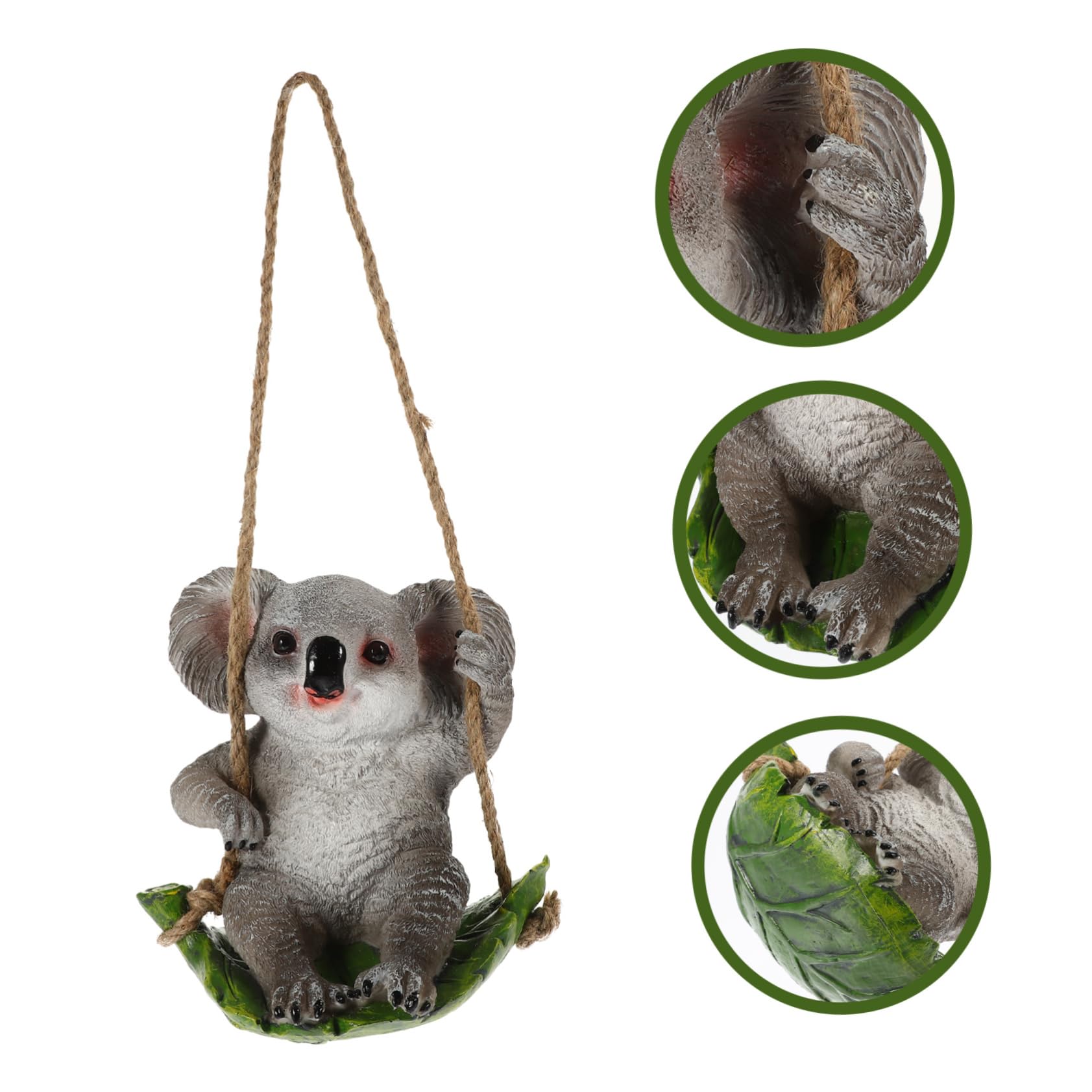Yardwe Kawaii Koala Statue Dekorative Hängedekoration Aus Widerstandsfähigem Harz Für Garten Balkon Niedliches Ornament Mit Schwingelement Für Außendekoration Für Gartenliebhaber