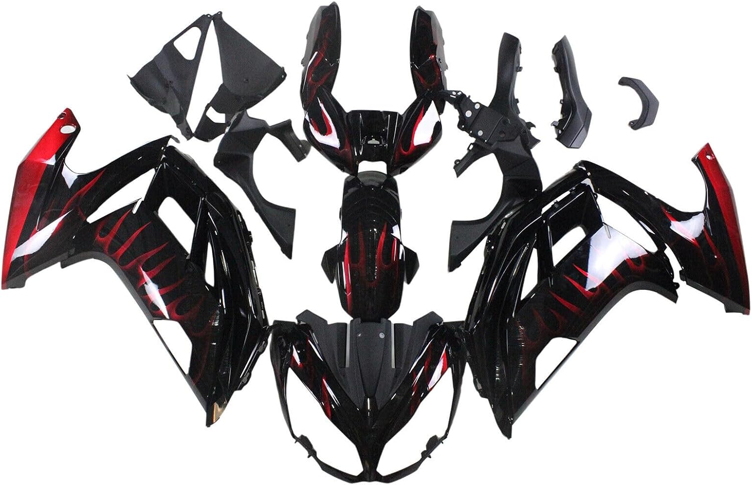 Injection ABS Red Flame Black Fairing Kit Fit for 2012-2016 Kawasaki Ninja 650 ER-6F 2012 2013 2014 2015 2016 Motorcycle Plastic Bodywork Body Frame