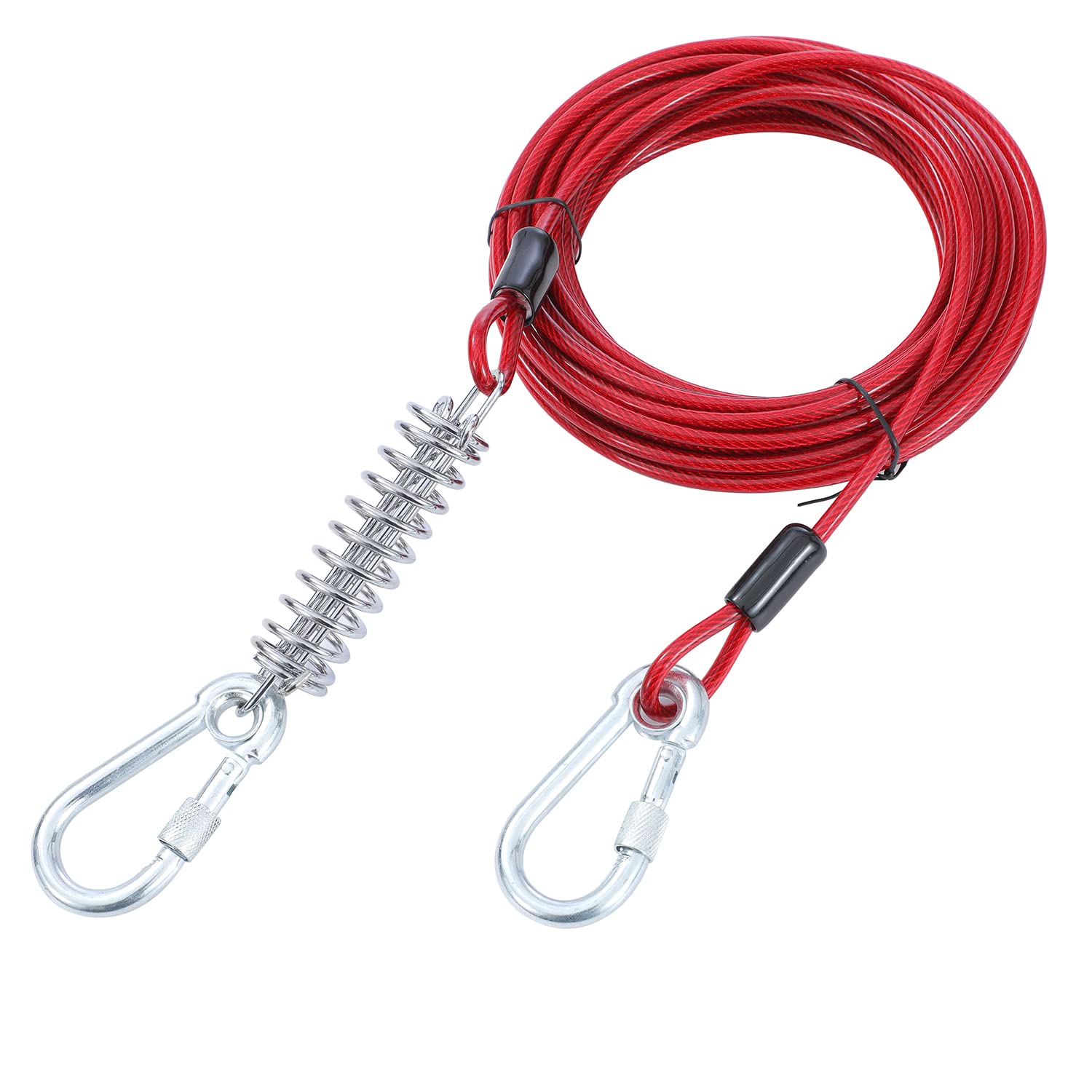 TOPWAY Cavo per Cani 10m Guinzaglio da Cortile per Cani e Picchetto Elicoidale a Terra da 42cm, per Esterni Cortile Campeggio Parco Animali Domestici, Rossa + Rossa