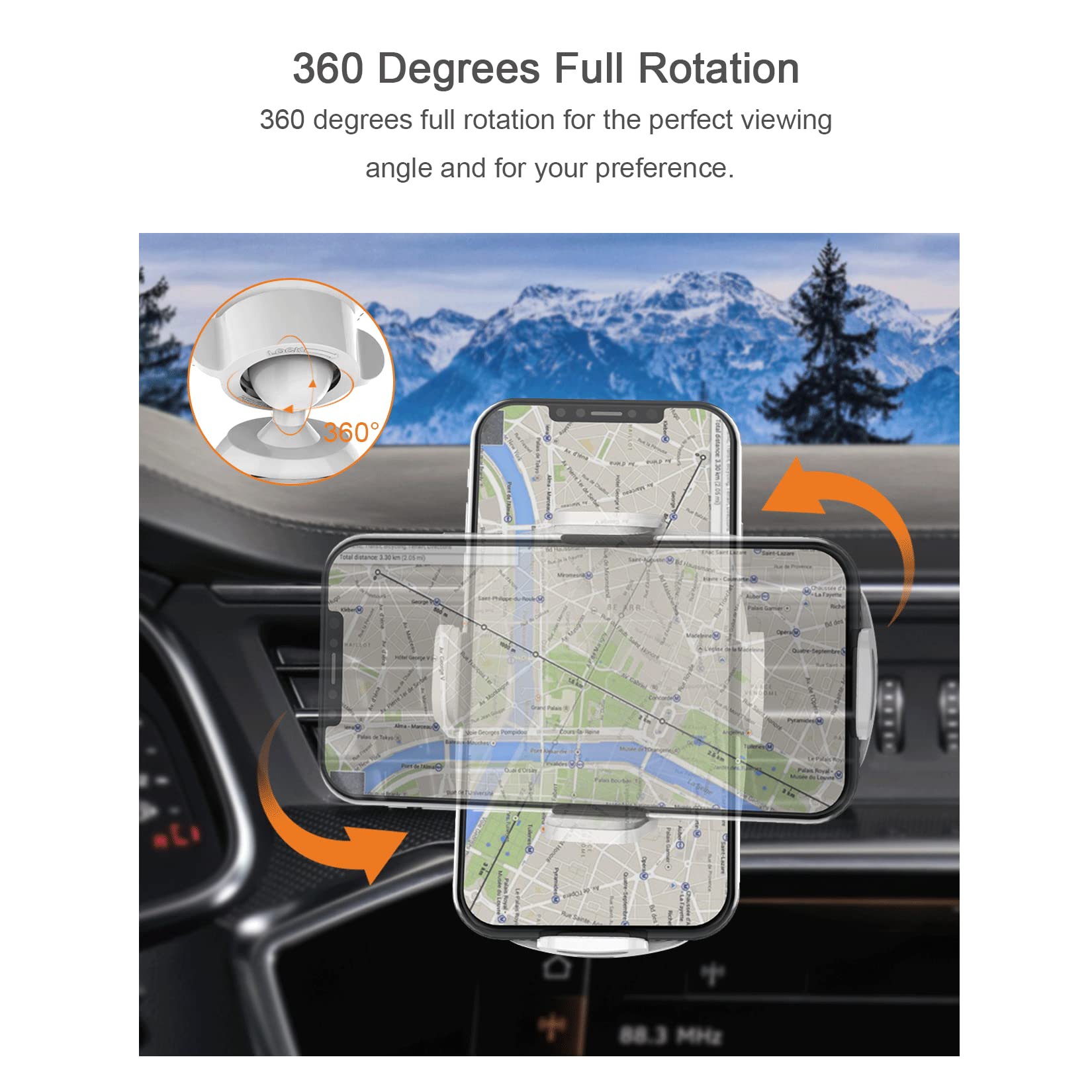 Eono C3-15W Qi-Kabelloses-Kfz-Handyladegeräte-Wireless Car phone Charger-handyhalterung Auto mit ladefunktion-Kfz-Ladegeräte für iPhone Huawei(White)