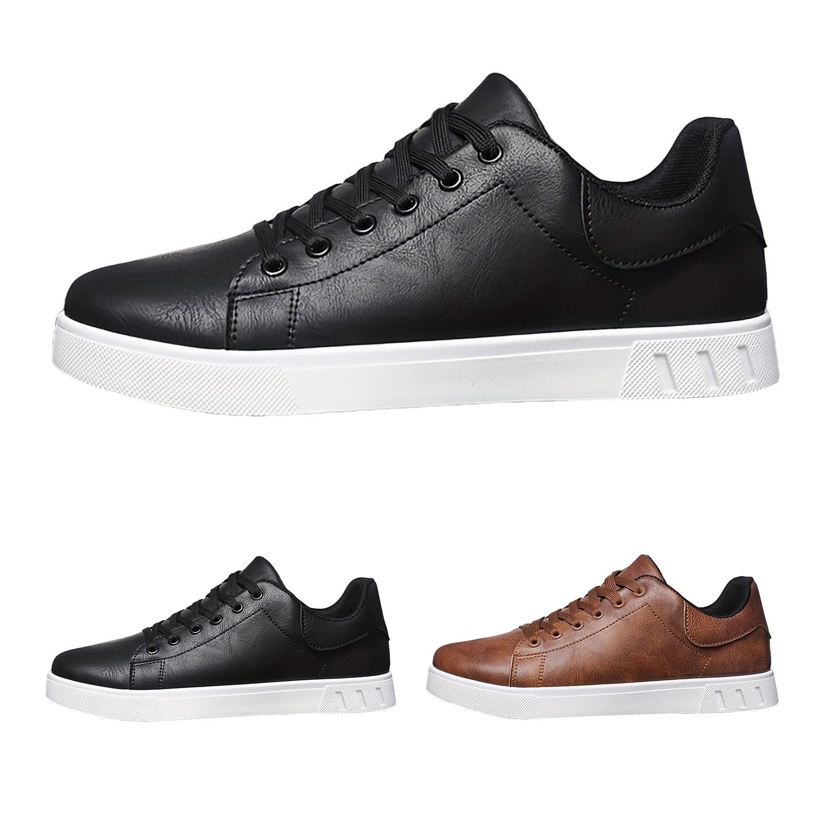 Scarpe Uomo Estive con Lacci Pelle Scarpe Uomo Sneaker da Ginnastica - Allacciare Sneaker Ecopelle Sneakers da Guida Piatto Stringata Punta Rotonda Mocassino Uso Quotidiano per Tutte Le Stagioni