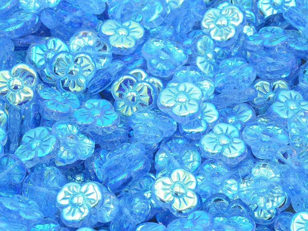 60pcs Bell Flower Beads, Opaque Green Hematite (53320-14400), Glass, Czech Republic (0.16 x 0.24 inches)