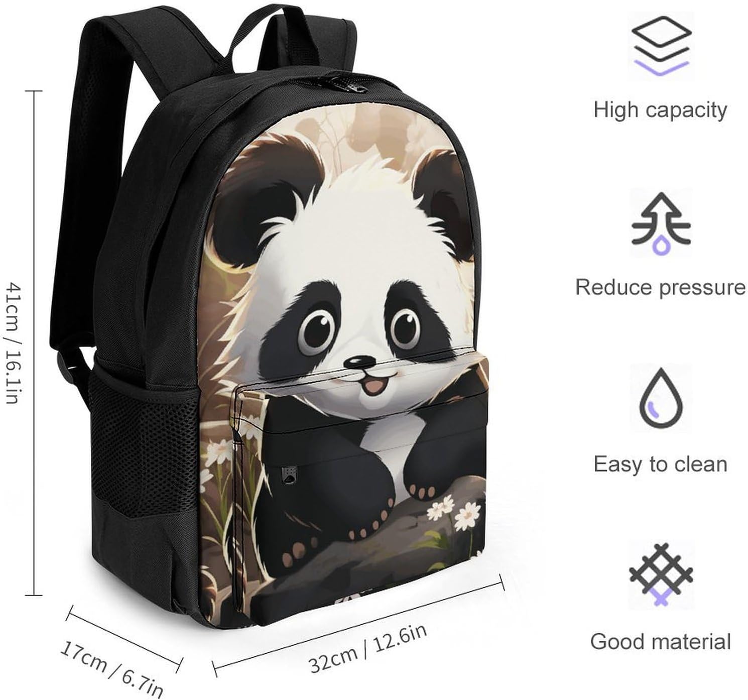 Portable Panda Animal Backpack with Front & Side Pockets image 2