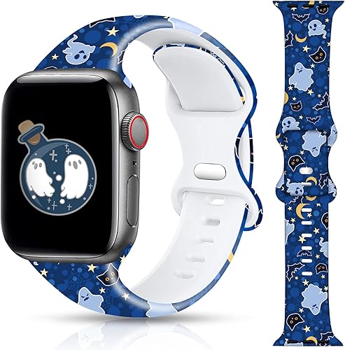 Miniatura 10 de Correa de reloj de Navidad para Halloween compatible con Apple Watch Band de 1.496 in, 1.575 in, 1.614 in, 1.654 in, 1.732 in, 1.772 in, iWatch