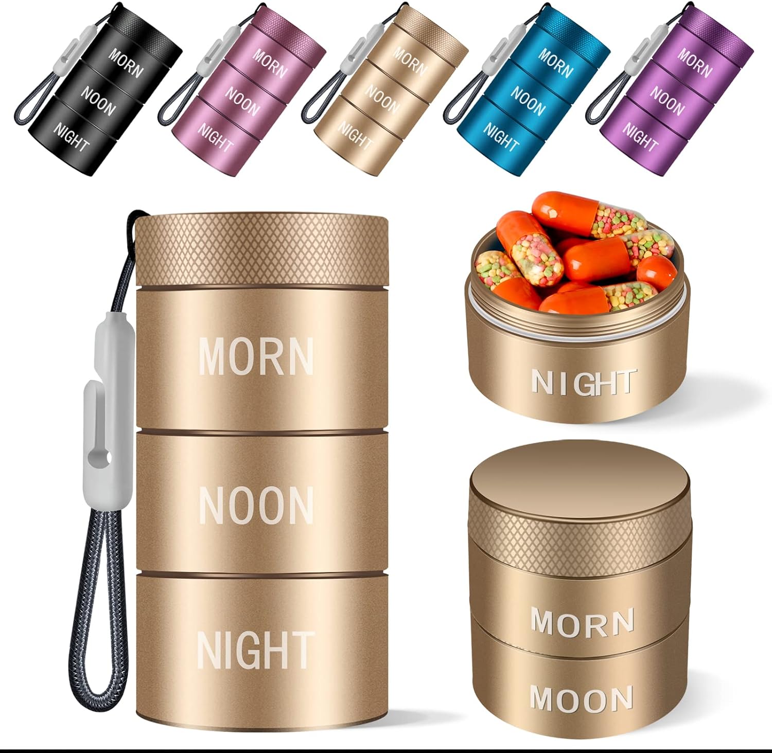 Amazon.com: Aluminum Alloy Waterproof Pill Organizer 3 Times a Day ...