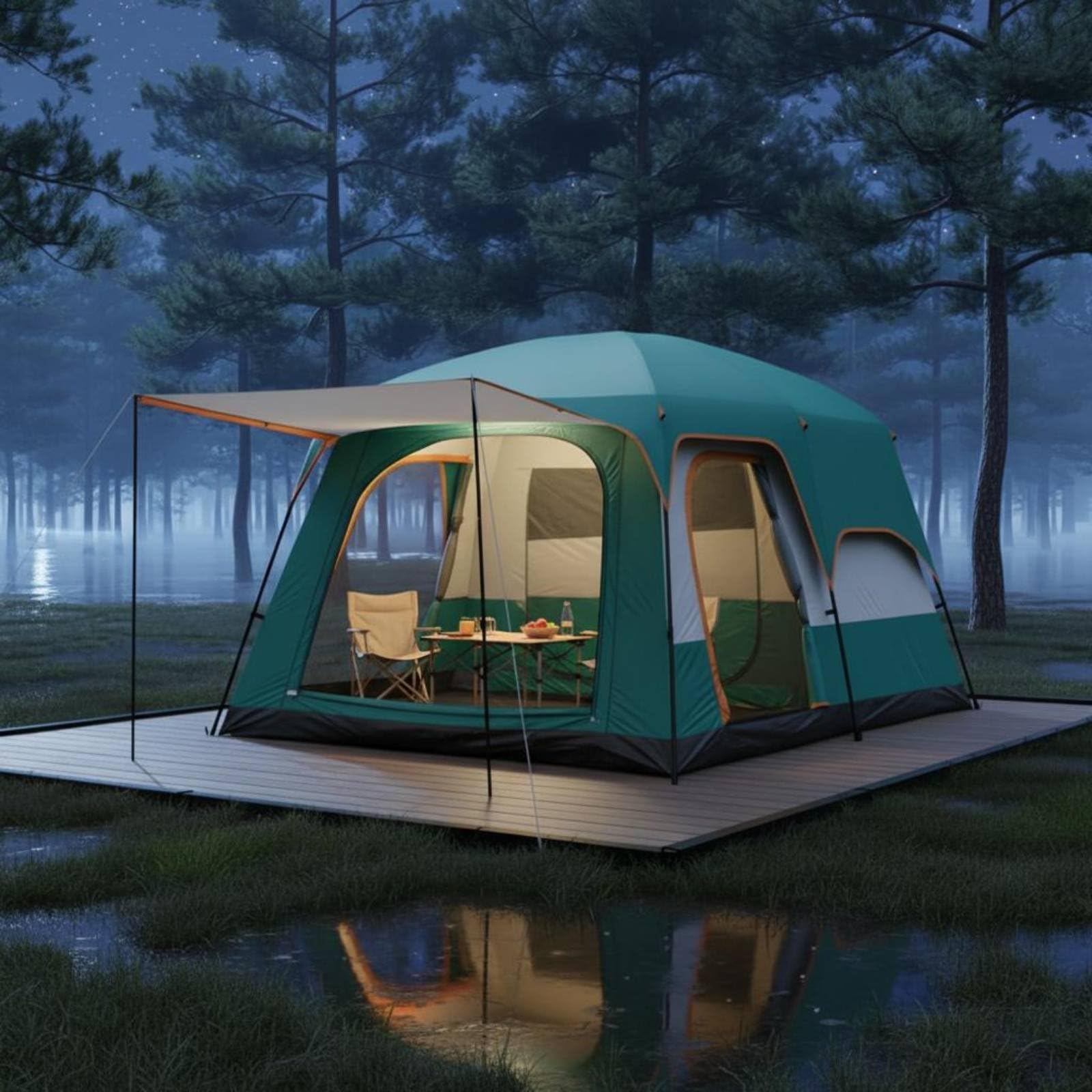 Tenda da Campeggio Impermeabile Multi Ambiente con Due Stanze Area Living Ariosa Tessuto Oxford 210D a Doppio Strato Protezione Solare 50+ E