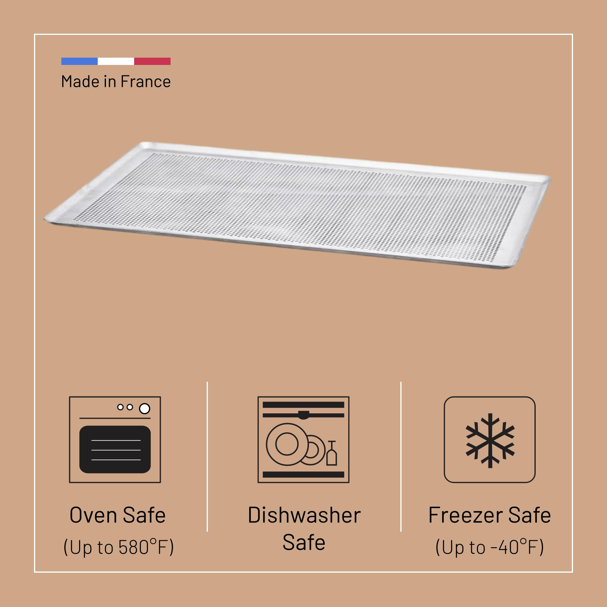 De Buyer - Plaque pâtissière en aluminium perforée aux bords pincés - 60 x 40 cm -, Argent